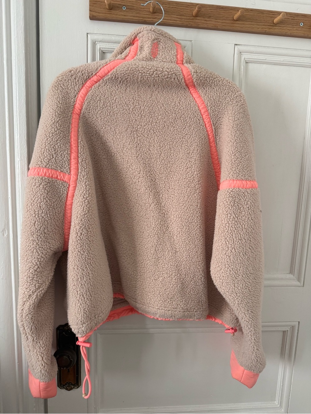 FP Movement by Free People Cream Sherpa Jacket with Pink Trim - Picture 2 of 4